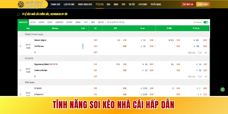 Tính năng soi kèo nhà cái hấp dẫn